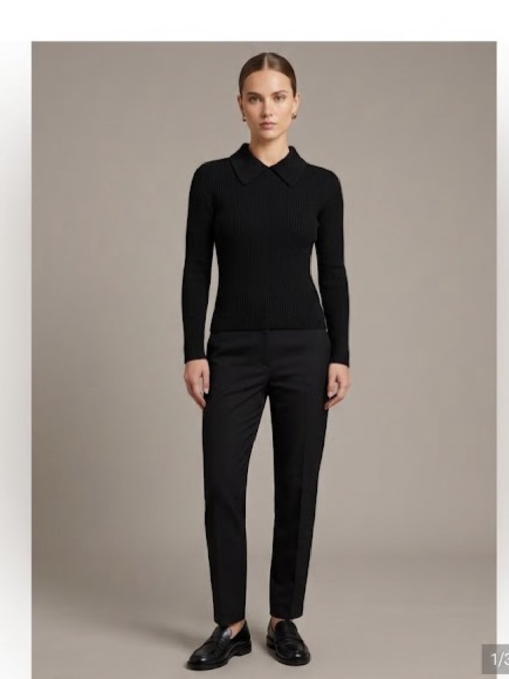 Kenzo / Black Wool Peter Pan collar  Ribbed fitted  Sweater medium M